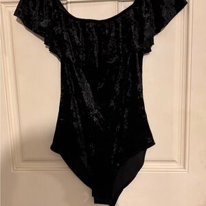 Xhilaration Black Velvet Off-Shoulder Bodysuit